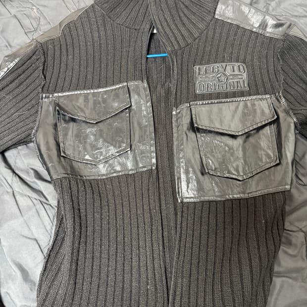 레시토 레더 집업 니트