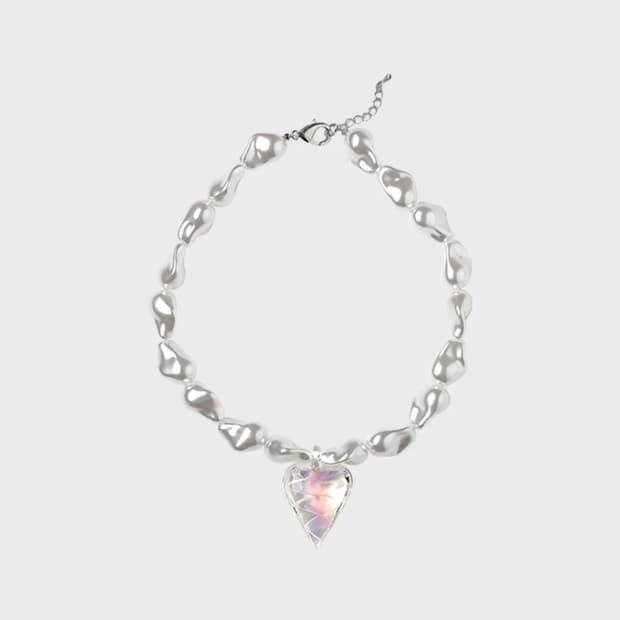 허자보이에이씨씨 Venetian heart glass pearl neck