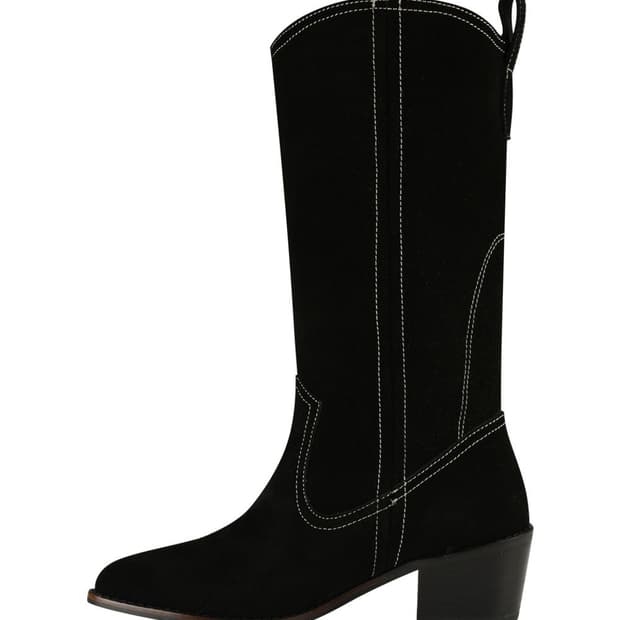 마뗑킴) 스웨이드 스티치 웨스턴 미들 부츠