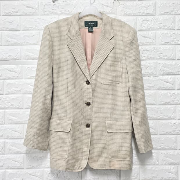 폴로 랄프로렌 여성 린넨 체크 자켓 L