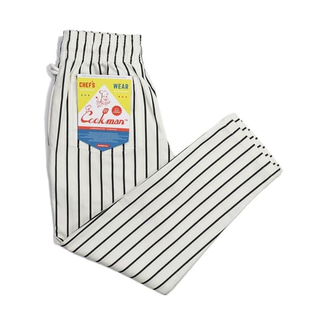 [L] COOKMAN Chef Pants Stripe White×Blac