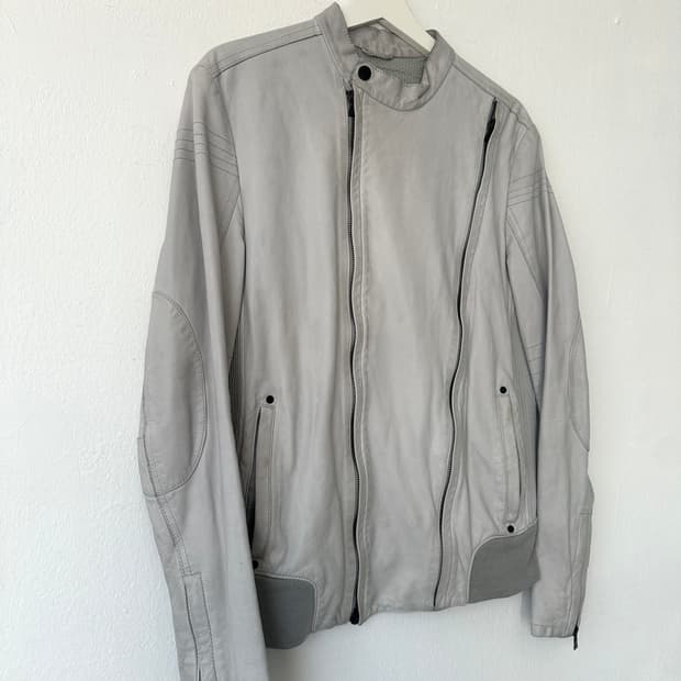 닐바렛x퓨마 더블지퍼 램스킨 레더 자켓 그레이