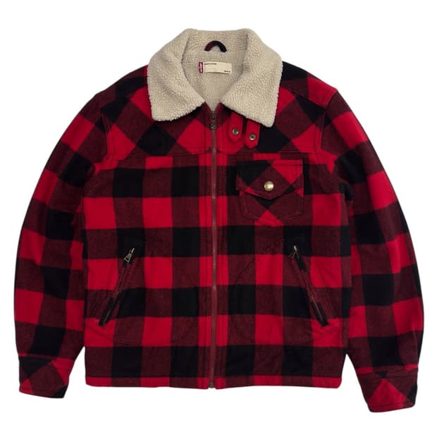 리바이스 타탄체크 쉐르파 울자켓