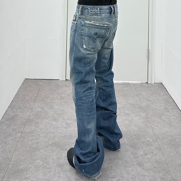 Diesel Distressed Indigo Bootcut Denim