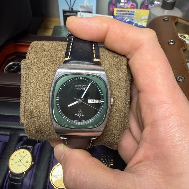 세이코 쿼츠 TYPE II 빈티지 시계 그린