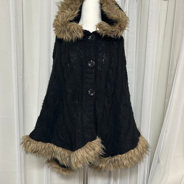 빈티지 니트 퍼케이프 망토 