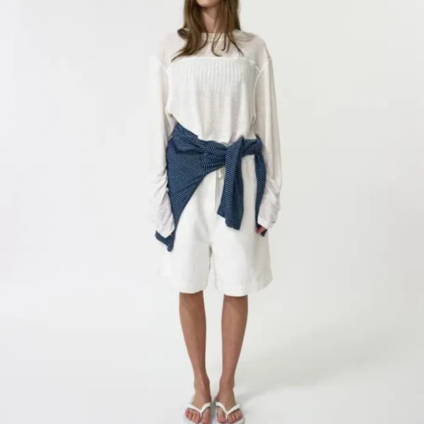 낫띵리튼 Pale Linen Banding Pants - White