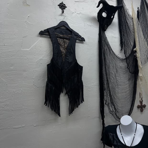 Unknown fringe leather western vest