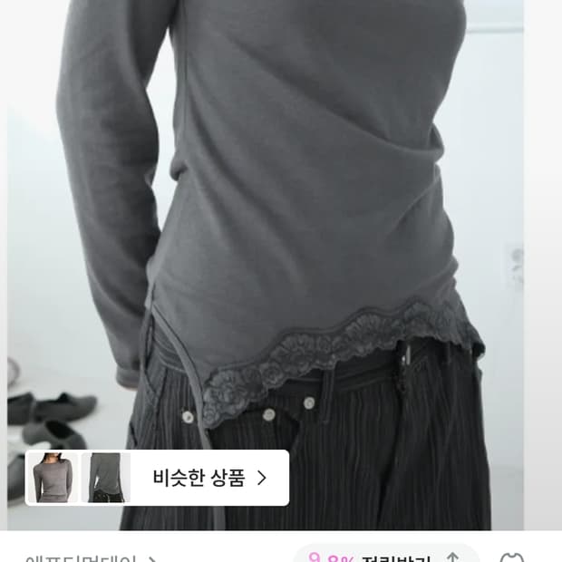 (구함) 에프터먼데이 페미닌 레이스 롱 톱 (차콜) 구합니다! 