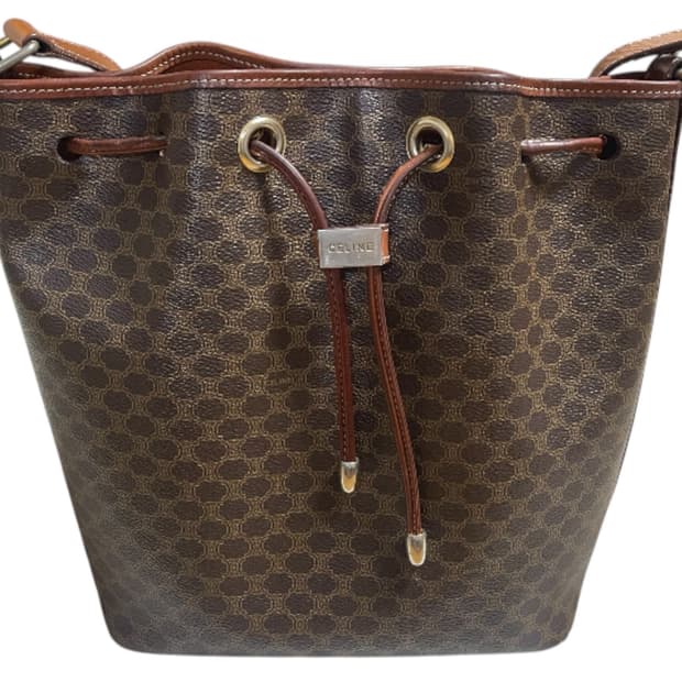 셀린느 빈티지 드로스트링 버킷백 브라운 트리오페 크로스백 마카담 캔버스