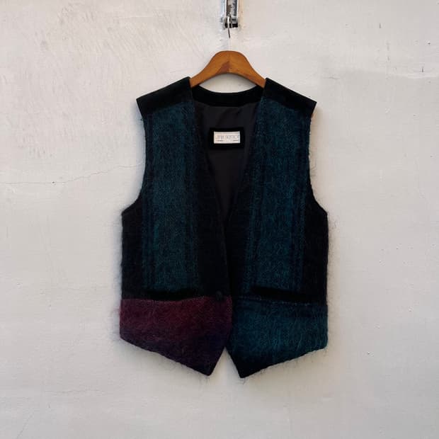 Vintage(Made in canada) 모헤어 레더 도킹 베스트 