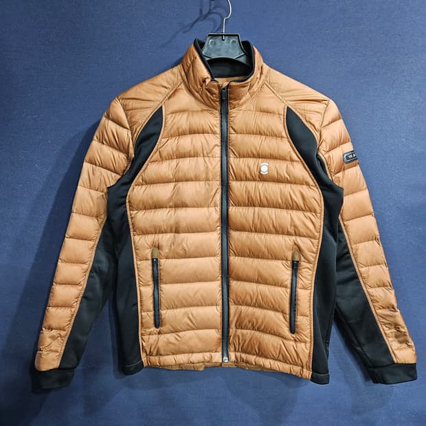 와이드앵글 라이트브라운 남성 슬림핏 100 덕다운 골프 경량패딩 