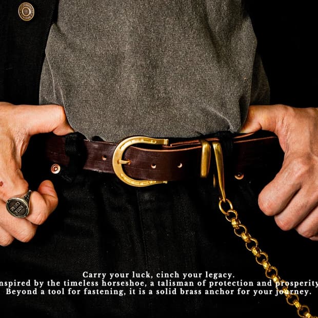 BEL Horseshoe Bridle Belt Brass Color
