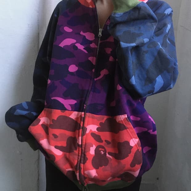 Bape 베이프 멀티컬러 크레이지 카모 풀집 후디