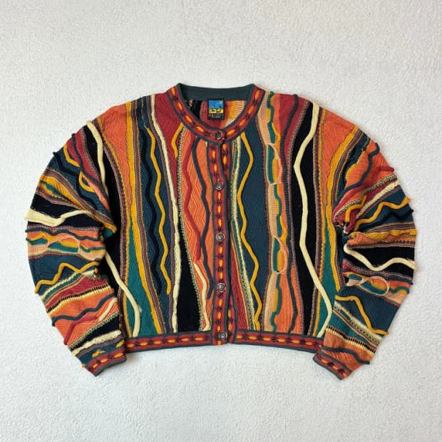 EMAROO 90's 케이블 3D 니트 크롭 가디건 PN6119