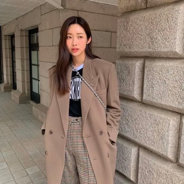 차정원 인스턴트 펑크 울 캐시미어 더블코트 모카베이지 M