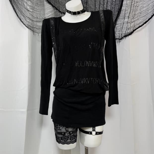 lettering cubic knit t-shirt