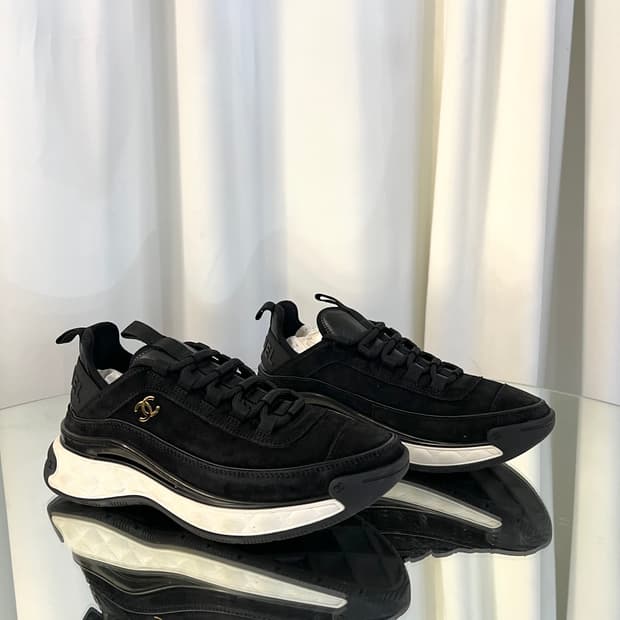 [새상품급/38.5] 샤넬 믹스드 파이버 스니커즈 벨벳 카프스킨 골드