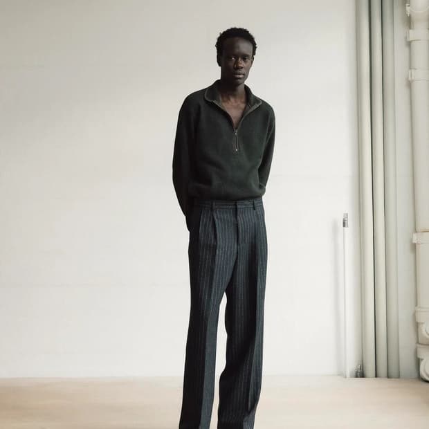 [46] 선플라워 와이드 스트라이프 트라우저