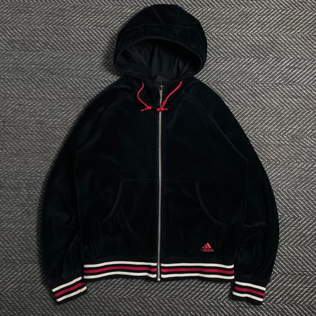 00s 아디다스 y2k 빈티지 벨벳 후드 트랙탑o 4352
