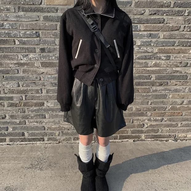 애니원모어 울 크롭 자켓