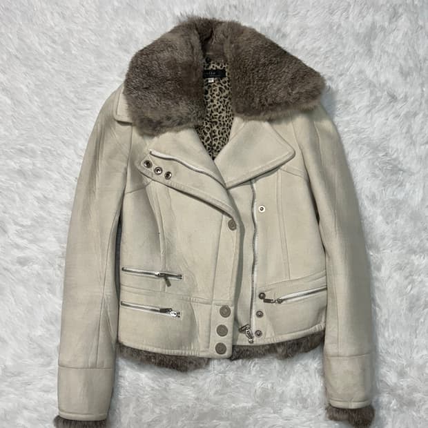fur shearling white rider jacket