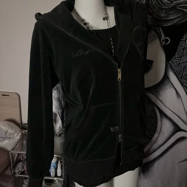 빈티지 벨벳 투지퍼 후드집업