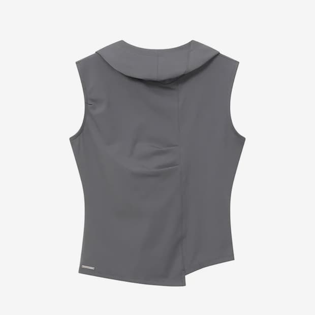 미세키서울 Cowl neck pintuck sleeveless 차콜