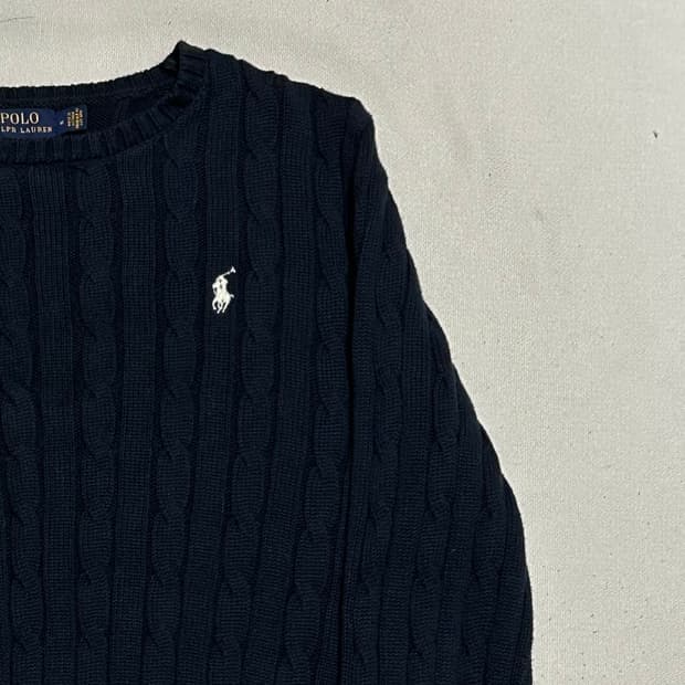M 폴로랄프로렌 여성용 네이비 케이블 니트