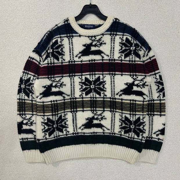 (L) WEEKEND 빈티지 노르딕 패턴 니트