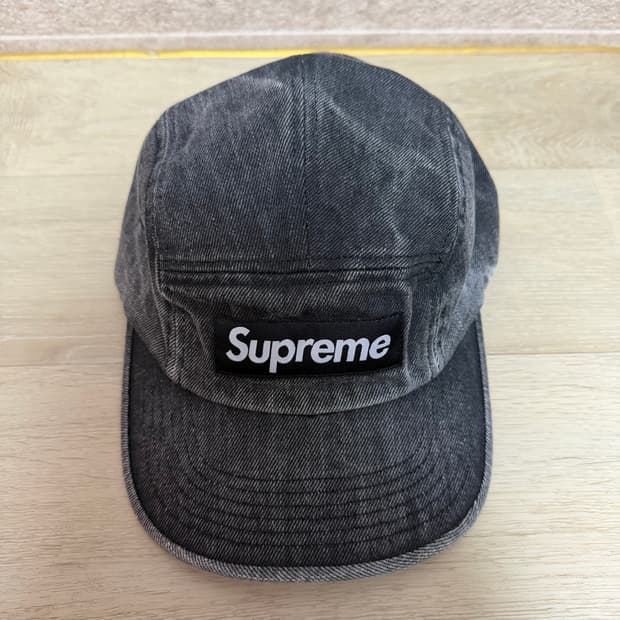 슈프림 코티드 데님 캠프캡 블랙 - 24SS