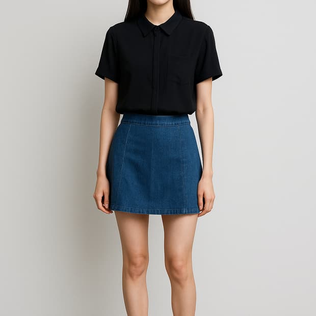 띠어리 블랙 실크 셔츠_S