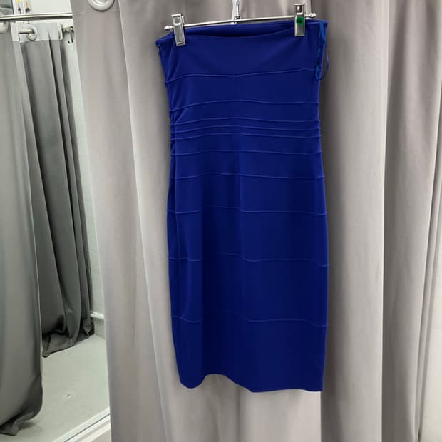 코발트블루 탑 미디 드레스