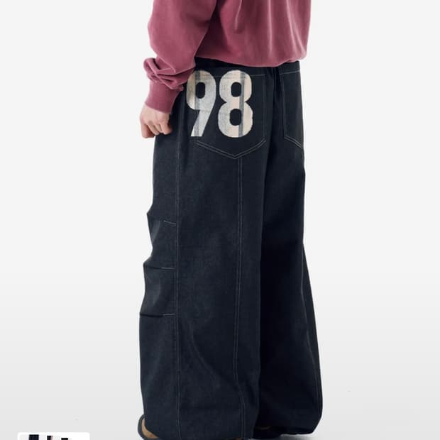아캄 98 Printed Knee Pin-tuck Denim Pant
