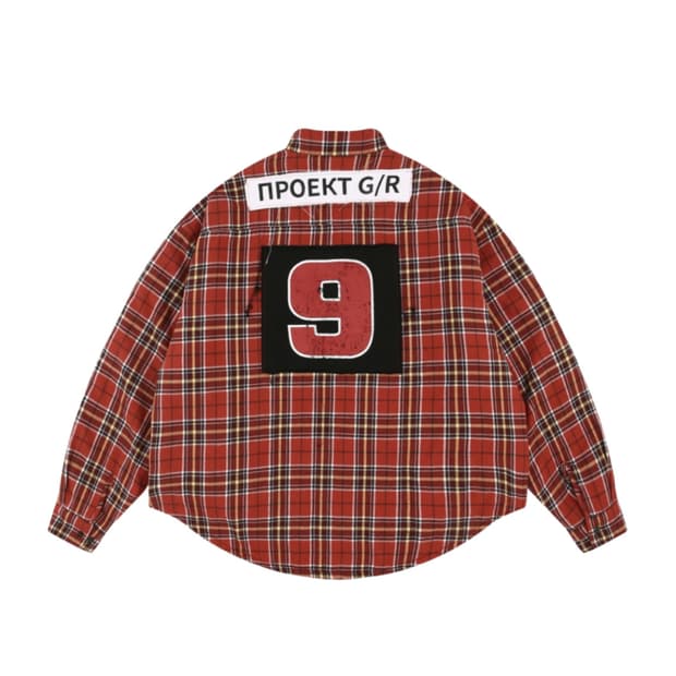 1)) 프로젝트 G/R 패디드 체크 셔츠 자켓 레드
