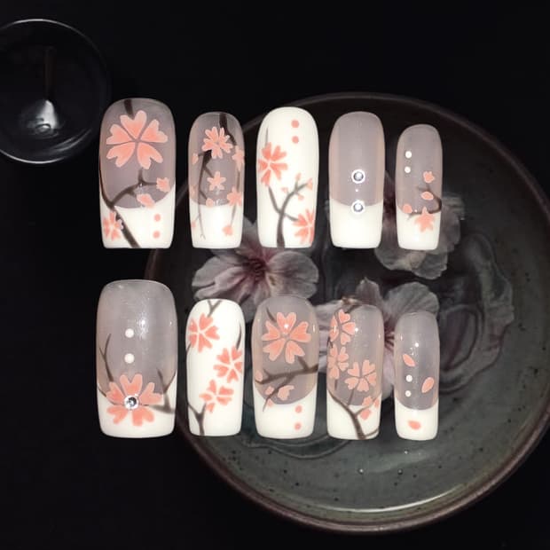 🪷SAKURA🪷 / 오리엔탈 벚꽃 네일팁 프레스온 네일