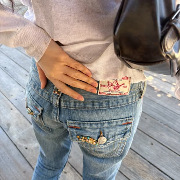 트루릴리전 데님 팬츠 부츠컷 로우라이즈 26