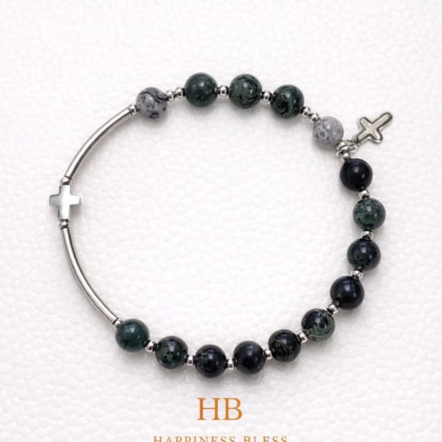 그린 캄바바  & 맵 제스퍼 원석 묵주팔찌