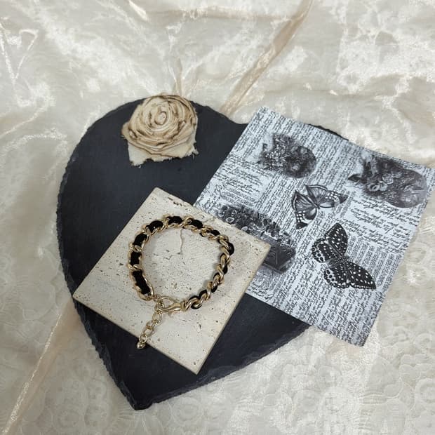 빈티지 리본 쿠바체인 팔찌