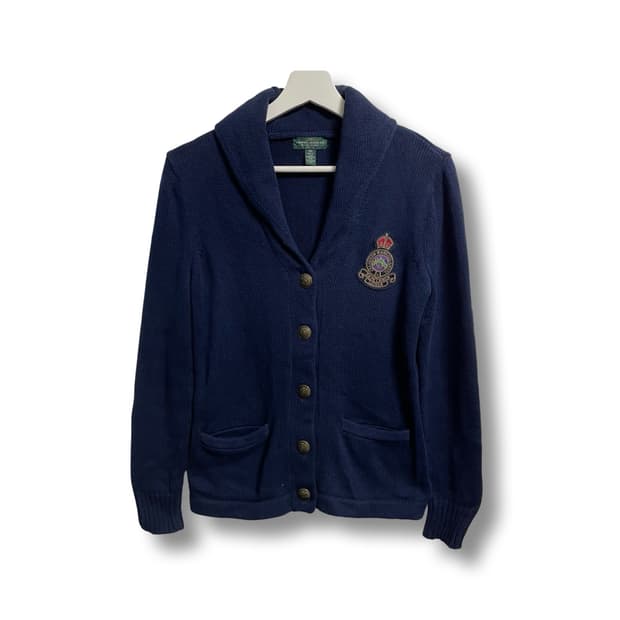 [M] 랄프로렌 빈티지 그린라벨 숄카라 가디건 네이비
