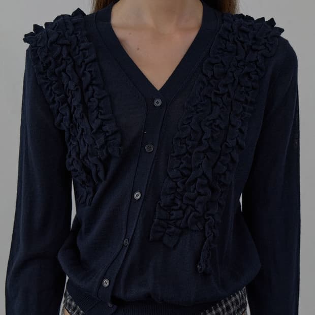 lcdc asymmetric frill cardigan navy