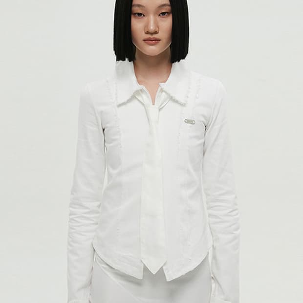 나체 로우컷 싱글 자켓 화이트