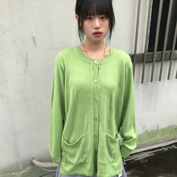 Mimose 라이트 그린 니트 가디건
