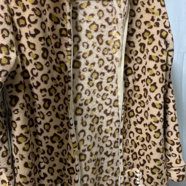 레오파드 후리스 후드집업 원피스