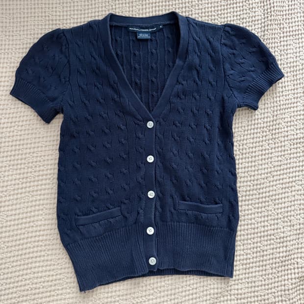 폴로랄프로렌 스포츠 네이비 케이블 반팔 가디건