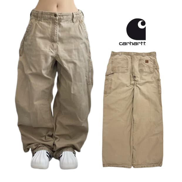 칼하트 OG 가죽패치 카펜터 페이딩 와이드 워크팬츠