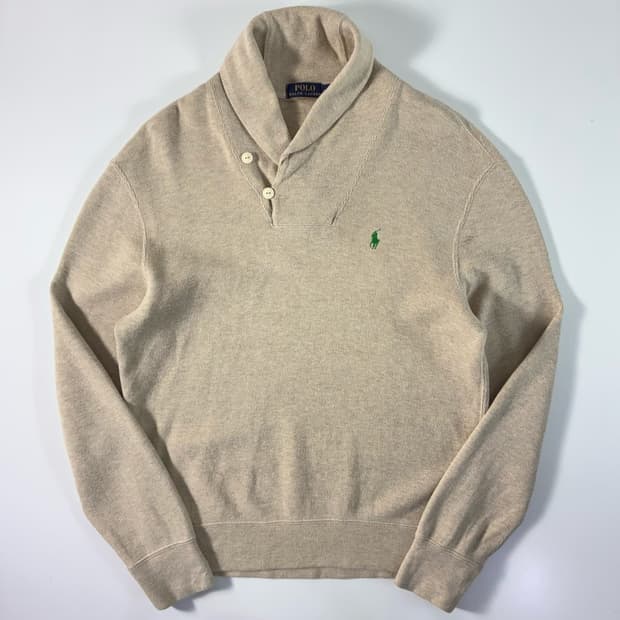 Polo  폴로 랄프로렌 자수 코튼 숄카라 니트 스웨터