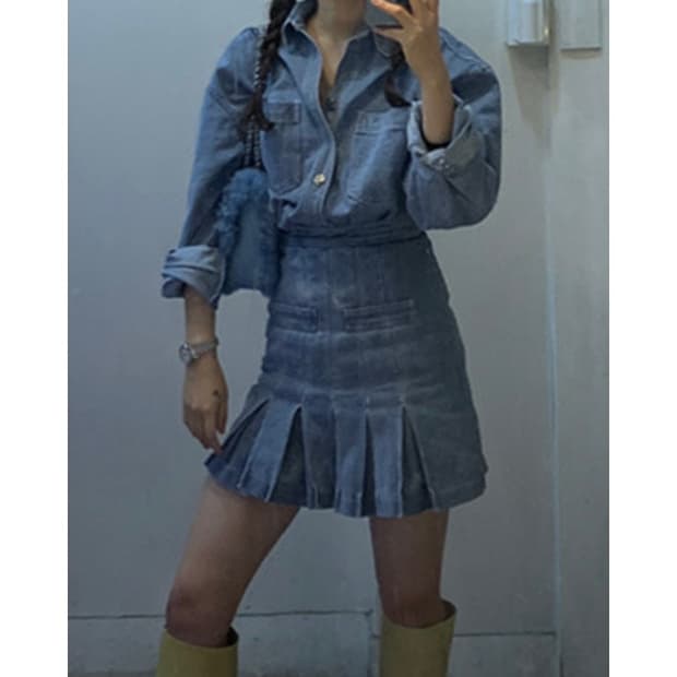 프레클 데님 스커트