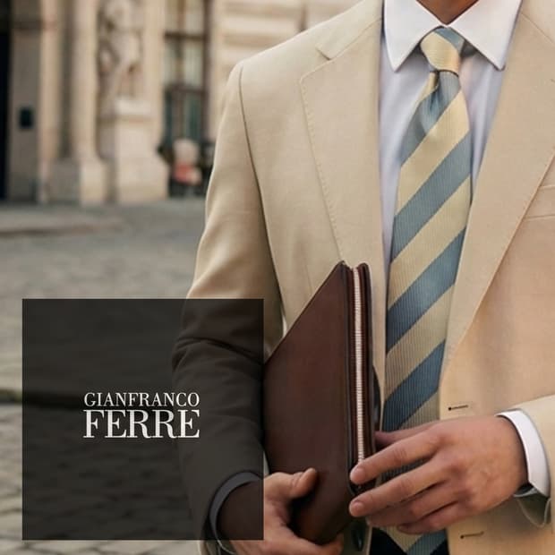 지안프랑코 페레 실크 블루 스트라이프 넥타이 9cm B등급 E910
