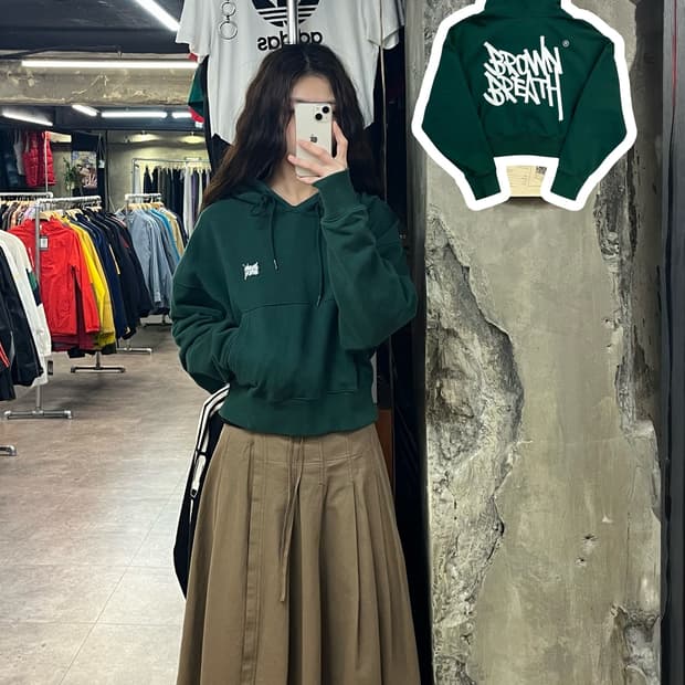 브라운브레스 크롭 후드티 그린 #csz2249